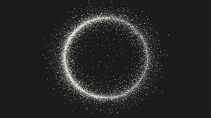 A mesmerizing abstract circular formation of white particles floating on a dark background, representing cosmic energy, infinity, and space dynamics  
