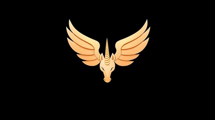 Obraz premium A mythical creature with wings and a unicorn horn set against a black background, symbolizing fantasy
