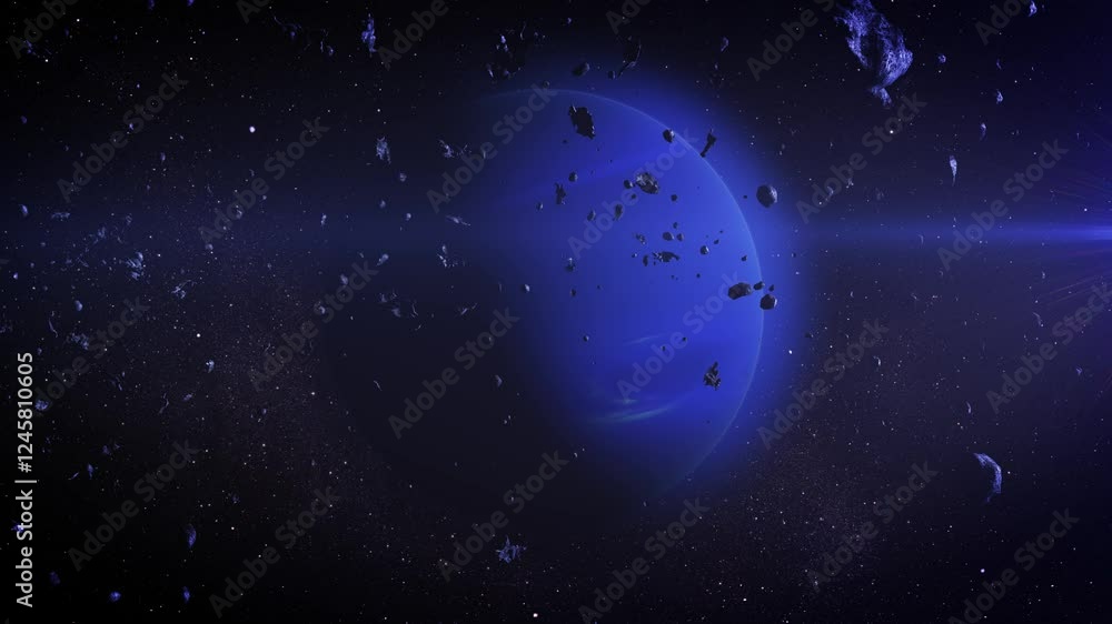 Canvas Prints neptune in the deep cosmos. . a serene blue planet, glowing with soft illumination, surrounded by a 