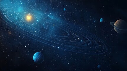 Celestial Symphony A Vibrant Planetary System in Deep Space.