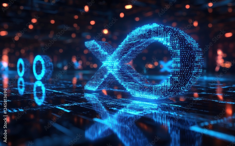 Poster digital representation of infinite symbol in futuristic environment with data visual effects and bri