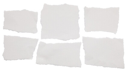 torn blank pages with uneven texture edges. set of ripped white paper sheets png isolated on transparent background. document or newspaper mockup