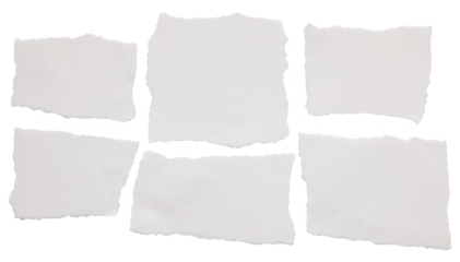 torn blank pages with uneven texture edges. set of ripped white paper sheets png isolated on transparent background. document or newspaper mockup