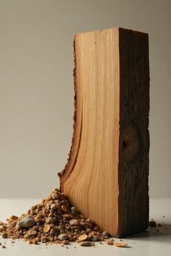Tronco di legno inciso con fedi nuziali su un sfondo neutro, lignami, nuziali, incisioni