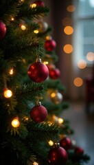 Twinkling lights and ornaments fill the Christmas tree space, twinkling lights, christmas tree