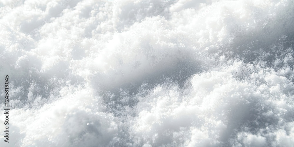 Aufkleber Close-up view of soft white snow texture under natural light with delicate crystalline patterns and subtle shading creating a winter ambiance