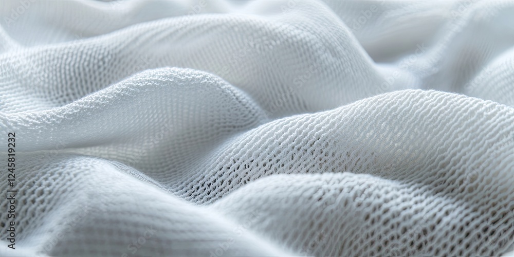 Aufkleber White knitted fabric backdrop with soft, textured surface, light shadows creating gentle waves, ideal for copy space and product photography.
