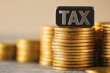 Tax strategies for business success financial planning in the modern economy, with stack of golden coins