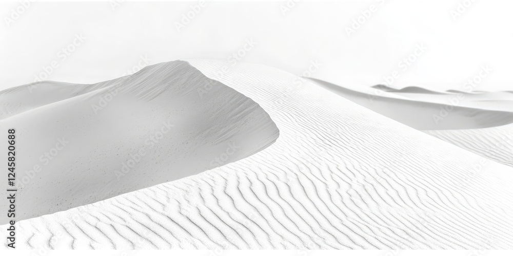 Poster serene white sand dunes undulate across a minimalist desert landscape under bright sunlight creating