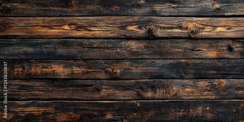 Poster dark textured wooden planks with rich brown and black tones arranged horizontally showcasing the uni