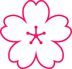 Fototapeta premium Cherry Peach plum Blossom flower or sakura spring flowers flat vector icon set for apps websites or print.