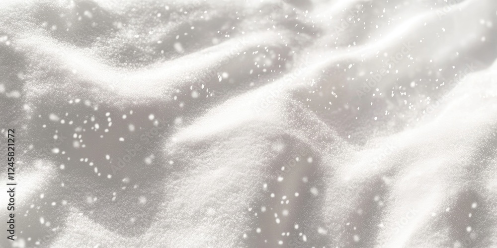 Poster Snowy white landscape with soft texture and delicate snowflakes scattered throughout, creating a tranquil winter scene with a subtle sheen.