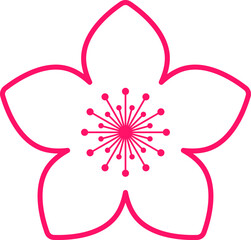 Cherry Peach plum Blossom flower or sakura spring flowers flat vector icon set for apps websites or print.