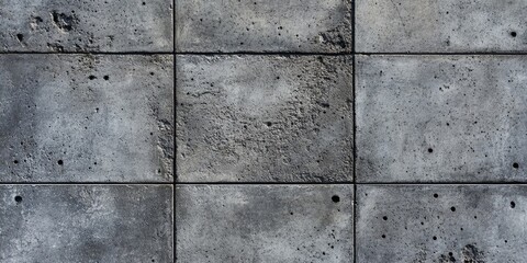Fototapeta premium Gray concrete texture background with uneven surfaces and visible stains arranged in a grid pattern showcasing a rugged industrial appearance.
