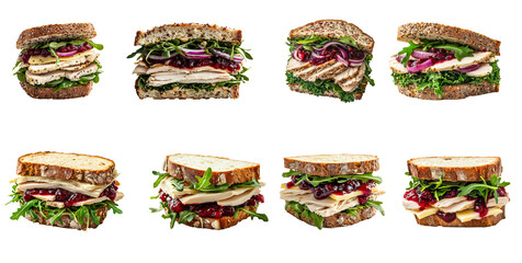 Turkey Cranberry Sandwich on Rustic Bread Set 