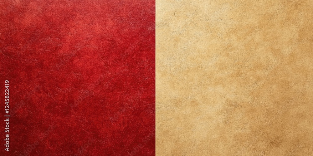 Leinwandbilder textured kraft paper backdrop with rich red on the left and soft beige on the right, ideal for mocku