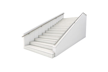 A contemporary white staircase with streamlined railings and enclosed sides, providing a simple yet elegant architectural feature, isolated on a transparent background