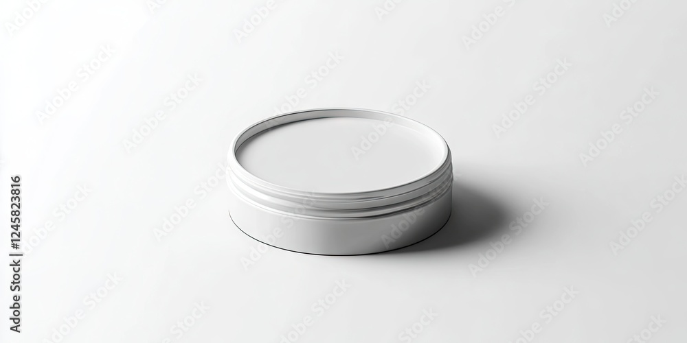 Fototapete minimalist white cosmetic container with a smooth surface placed centrally on a light gray backgroun