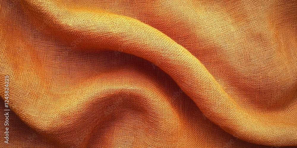 Aufkleber textured orange linen fabric draping softly, displaying fine weave details and warm hues ideal for d