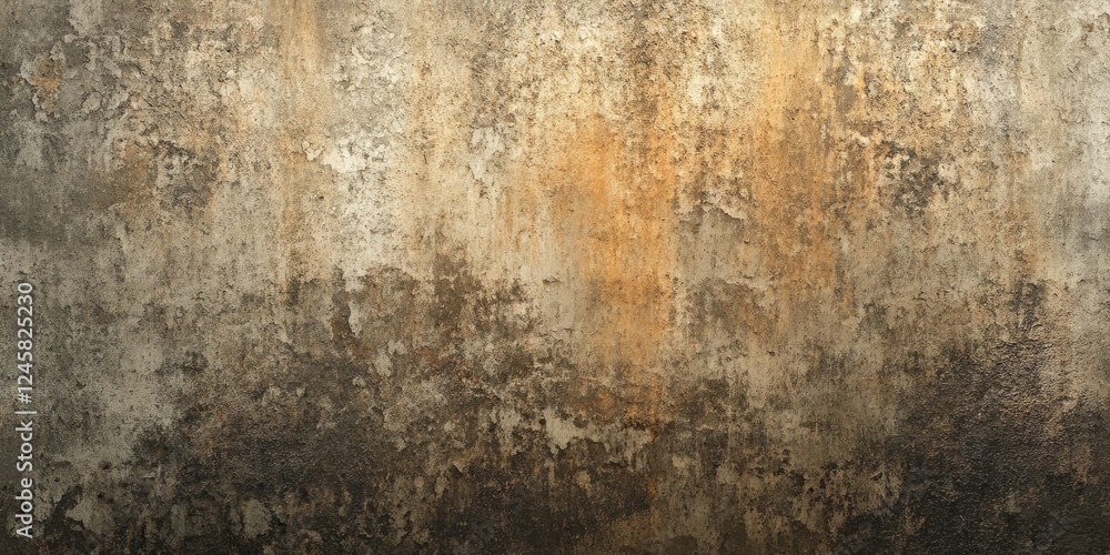 Poster textured wall surface with faded brown and gray tones showcasing mildew patterns and a weathered fin