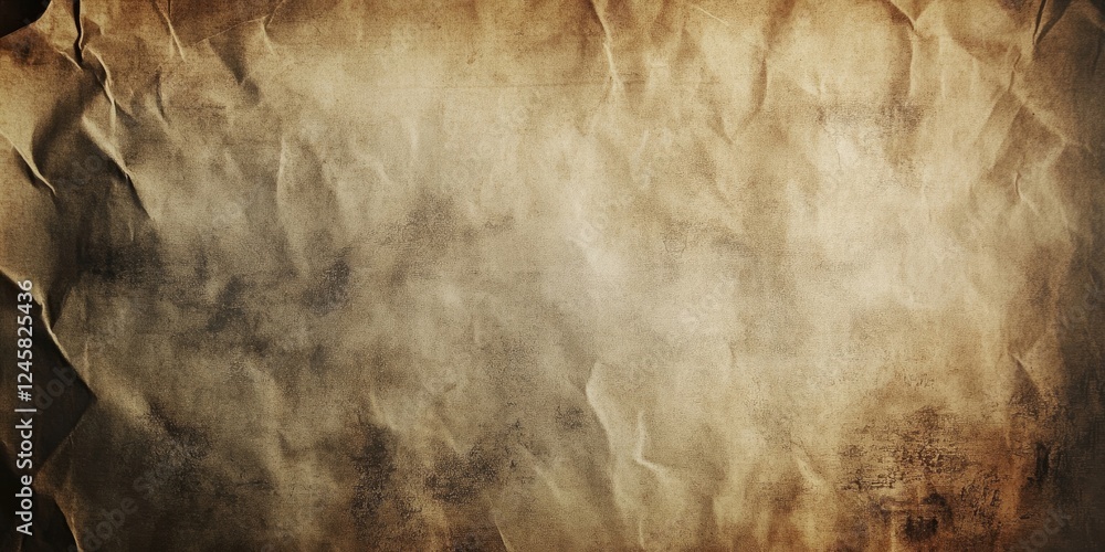 Aufkleber Crumpled paper texture with brown and beige tones highlighted in the center, providing a vintage and aged appearance suitable for backgrounds.