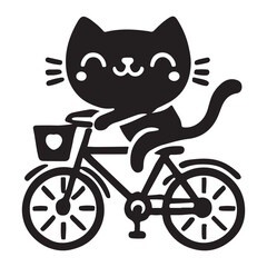 Cat on Bicycle Vector Graphic Illustration Cute Animal Design Art