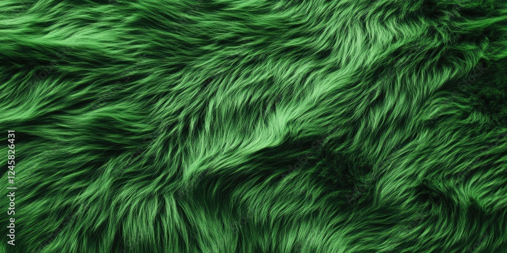 Poster vibrant green fur texture with flowing strands, showcasing deep forest hues and smooth transitions, 