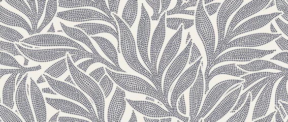 Selbstklebende Fototapeten Floral abstract leaves seamless pattern with dotted flat style. © andin