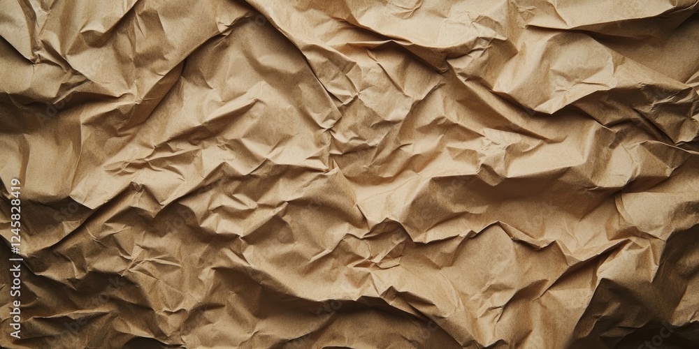 Leinwandbilder Brown crumpled textured paper background with deep wrinkles and creases creating a rustic and artistic feel ideal for creative projects