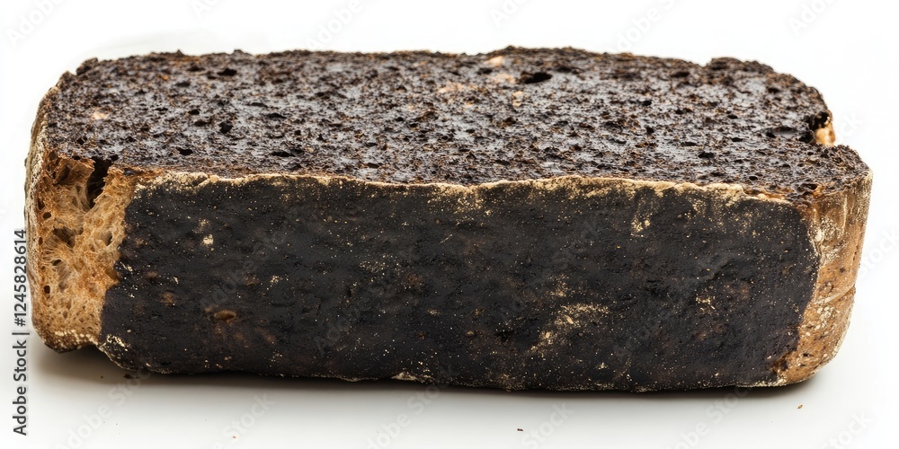 Aufkleber Isolated loaf of dark crusted bread with a rough texture on a clean white background showcasing the unique features and rustic appeal of the bread.