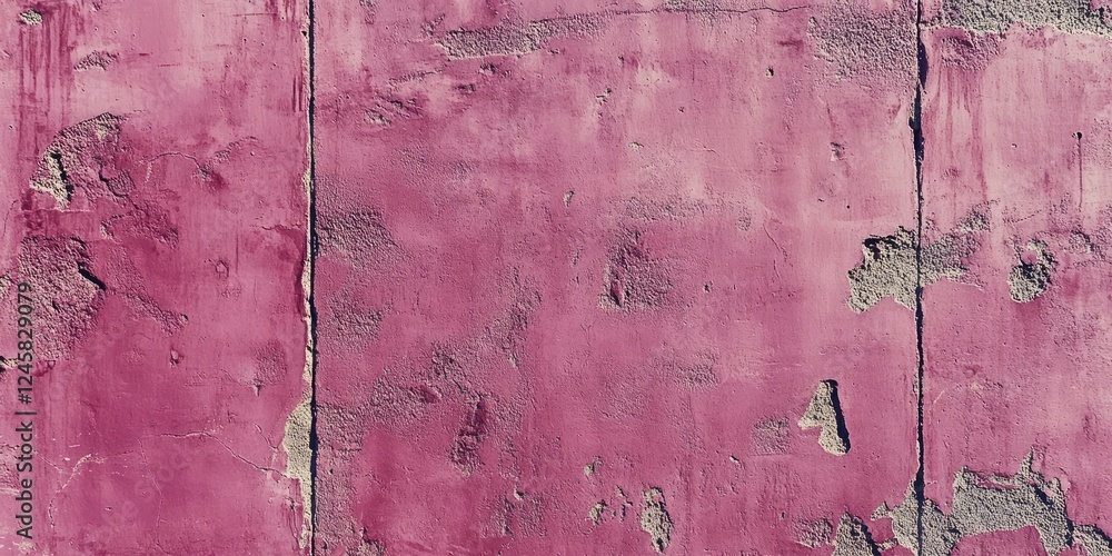 Poster textured pink wall with peeling paint, featuring subtle gray patches and a rough surface, creating a