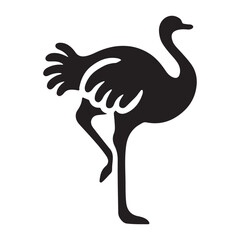 Silhouette ostrich vector icon for wildlife animal themed design