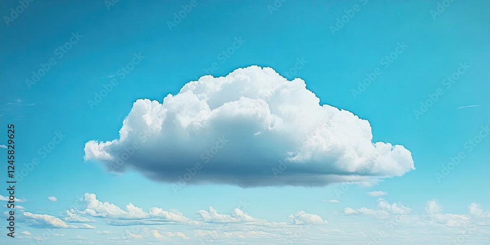 Poster oversized fluffy white cloud positioned centrally against a tranquil turquoise sky with subtle hints
