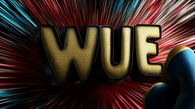 WUE: A Dynamic 3D Text Design with a Burst of Color