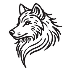 Wolf Head Side View Vector Line Art Graphic Illustration