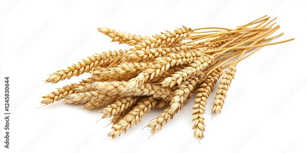 Aufkleber golden wheat bundle arranged with stalks in varying heights against a white background showcasing na
