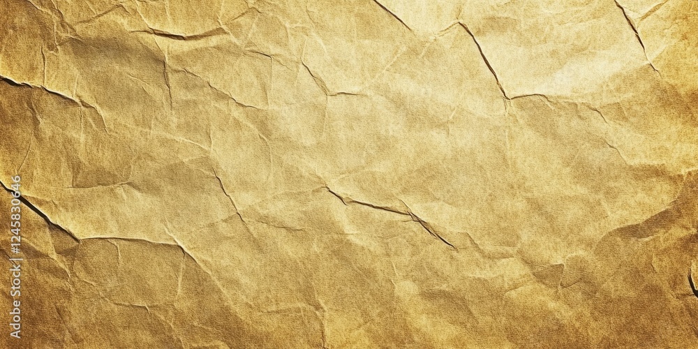 Leinwandbilder vintage crumpled old paper texture featuring warm yellow tones and age marks creating a nostalgic hi