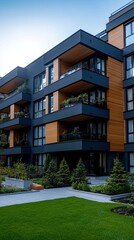 A striking modern building showcases flowing blue panels and white accents against a clear sky, emphasizing innovative architectural design