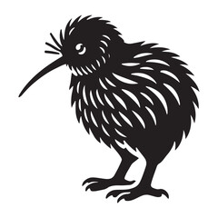 Cute Kiwi Bird Vector Silhouette Illustration for Graphic Design Projects