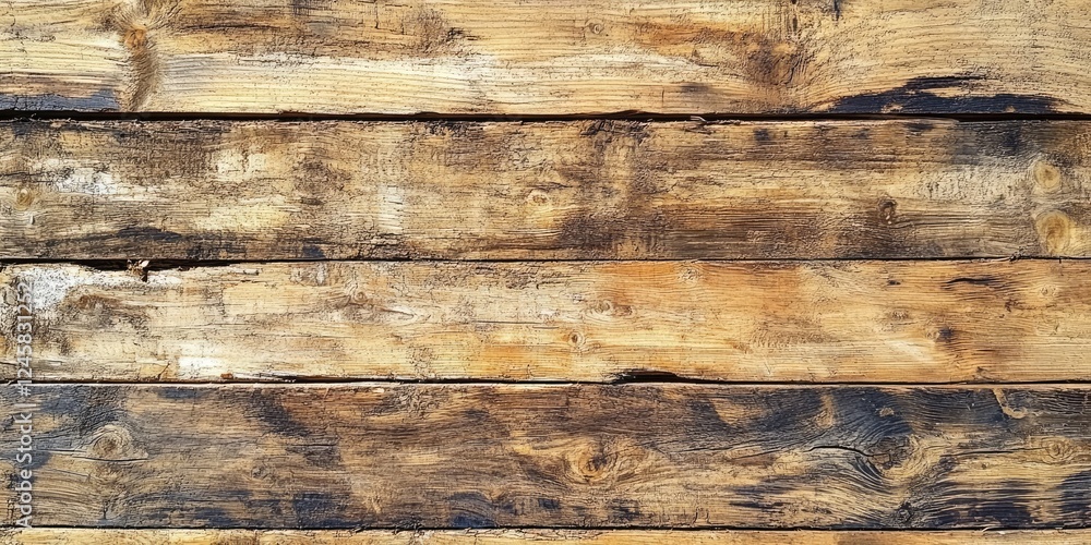 Fototapete Rustic wooden planks in varying shades of brown and gold with distinct grain patterns and weathered textures arranged horizontally for background use.