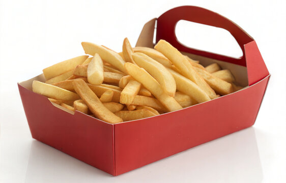 French fries in a red carton box
