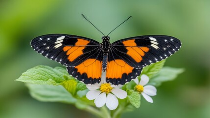 Naklejka premium Rare Butterfly Delicately Perched on Blooming Flower