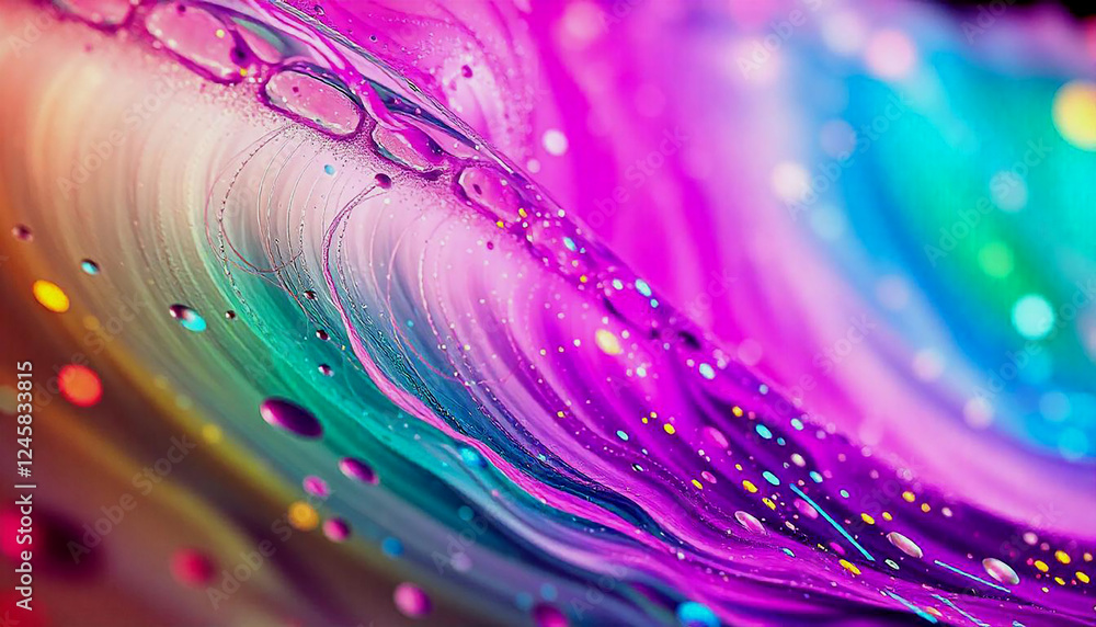 Aufkleber colorful abstract waves with bokeh effect, dynamic and vibrant background