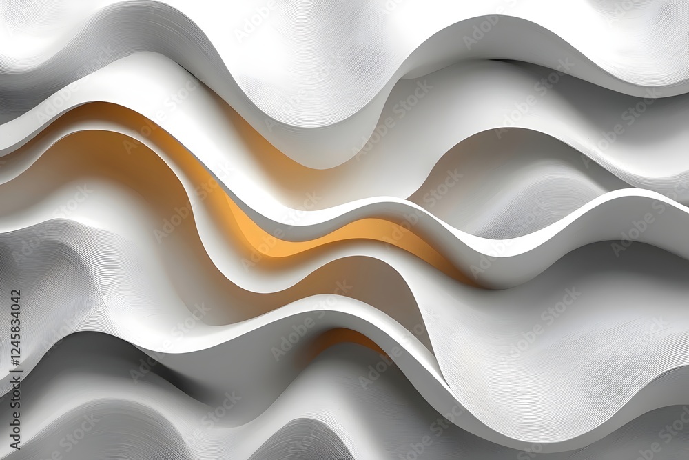 Poster a mesmerizing abstract design featuring flowing white waves with a hint of warm light peeking throug