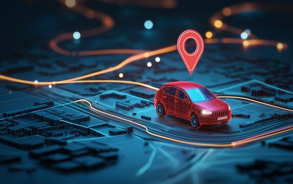 GPS tracking pulsing signal. A vehicle transmitting gps signal. Searching car location