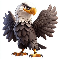 Obraz premium Majestic bald eagle with outstretched wings, isolated on white background