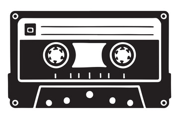 Naklejka premium Cassette Tape Silhouette Vector Illustration Retro Style Graphic Design