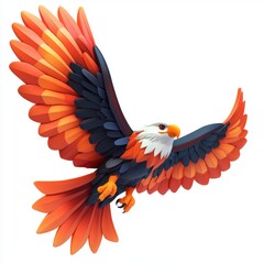 majestic eagle soaring, isolated on white