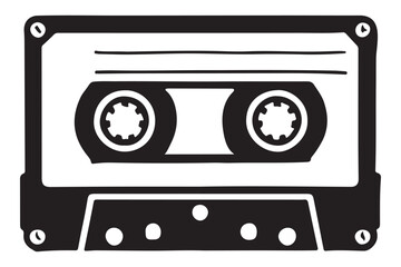 Cassette Tape Silhouette Vector Illustration Retro Music Storage