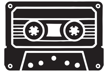Audio cassette silhouette illustration for retro music designs
